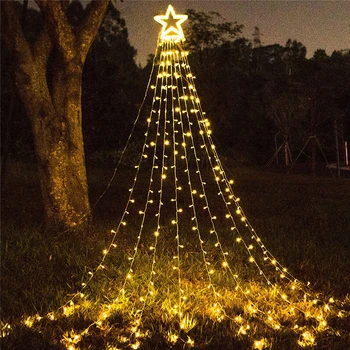 LED Kültéri Csillag String Fények Vízesés fény, Víz, lámpa, Égő Csillag, a Halloween Ünnep Esküvő Kert Karácsonyi fény