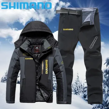 2021 Shimano Férfi Új Kabát Téli, Meleg, Szélálló, Vízálló, Kültéri Sport Snowboard Halászati Polár Kabát, Nadrág Síruha