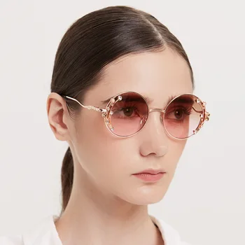 Divat Ruond Napszemüveg Női Luxus, Strasszos napszemüvegek Vintage Árnyalatok Női Márka Szemüveg Gafas De Sol Uv400
