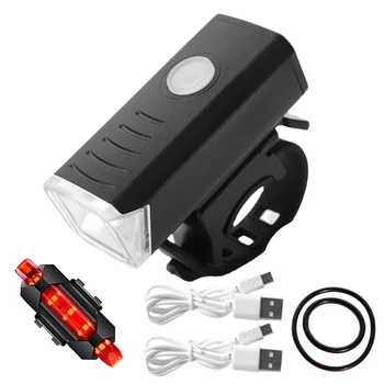 USB Újratölthető MTB Kerékpár LED Lámpa Fényszóró Szett Vízálló Hegyi Kerékpár Első Világítás Hátsó Lámpa Kerékpározás Tartozékok