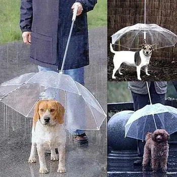 Kutyasétáltatás Vízálló Átlátszó burkolattal Beépített Póráz Eső, Ónos eső, Hó Pet Esernyő Kutya Esőkabát