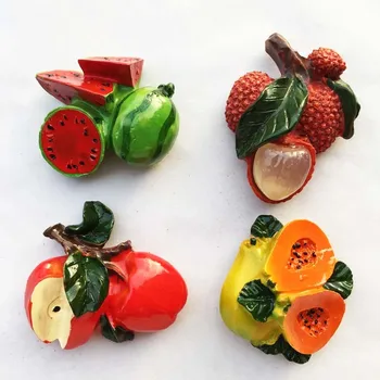 Aranyos, Kézzel festett Műgyanta 3D Gyümölcs Mágneses Matricák Hűtőszekrény Matricák Kreatív Gyermekek Korai Oktatás Hűtőmágnesek