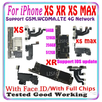 100% - os Kártyafüggetlen iPhone XR & XS MAX Alaplap Arcát ID 64G 128 256 512 gb-os iPhone XR X R Mainboared Ingyenes iCloud