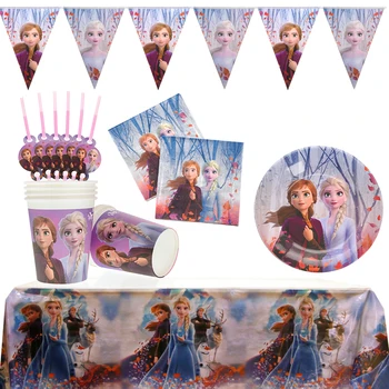 A fagyasztott 2 Disney Anna pedig Elsa Születésnapi Rendezvény, Party Dekoráció Poharak Tányérok Terítő Baba Zuhany Eldobható Evőeszközök Kellékek