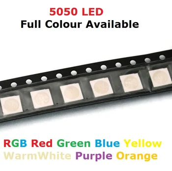 100-as SMD 5050 RGB LED Chip PLCC-6 smd5050 LED Tricolor 60mA 2V DC Piros, Zöld, Kék LED-Fénykibocsátó Dióda Lámpa PCB SMT gyöngyök