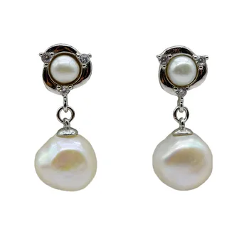 SAUDADE kis gyöngy fülbevaló természetes édesvízi gyöngy barokk 925 ezüst medál, fülbevaló női fülbevaló ajándék ajánlások