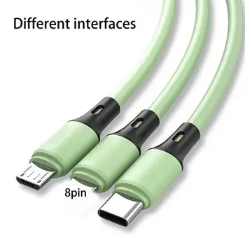 Adatkábel 3 az 1-ben Széles körű Alkalmazhatósága PVC 5V/3A Micro USB-C-Típusú 8Pin Mobiltelefon Gyors Töltés Kábel Android iPhone