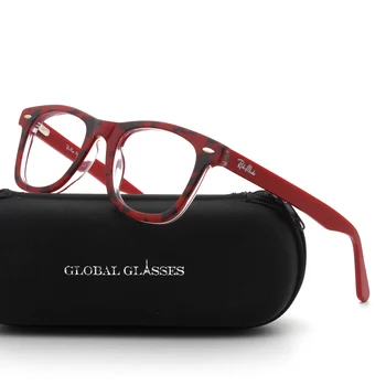 Évjárat Nő Férfi Optikai Szemüveg Keretek Divat-Acetát Olvasás Rövidlátás Szemüveget az Esetben A Szürke Piros Demi 604G-S/H