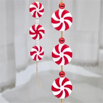 10db Karácsonyi Szimuláció Piros, Fehér, Candy Medál DIY Kézzel készített karácsonyfa Dísz 2.4 cm/3.4 cm Boldog Karácsonyt XMAS Új
