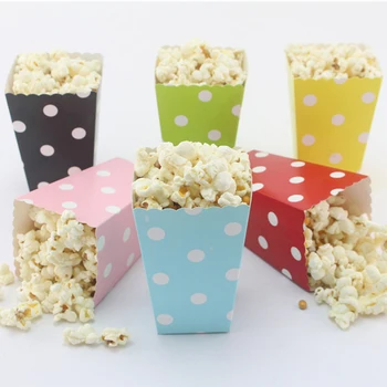 10DB Papír Popcorn Doboz Színes Csíkos Dot Snack Doboz Édességet Táskák Ajándék, Születésnapi, Esküvői Karácsonyi Party Dekoráció 2021