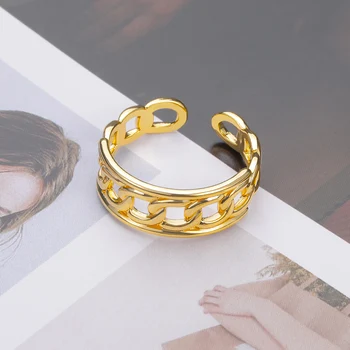Trend Gyűrűk a nők a Férfiak Pár Kuba Lánc, Gyűrű, Arany, Rozsdamentes Acél Állítható Ujj-Gyűrű, Esküvői gótikus Ékszer Ajándék