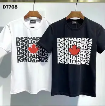 2021 Férfiak/Nők Divat Város Nyomtatása Betű DSQ2 Klasszikus Slim T-shirt Rövid ujjú Trend DT768