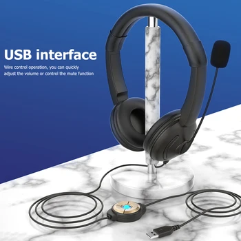 Zajszűrő Mikrofon USB Vezetékes Gaming Headset Call Center PC Line Control Kültéri Élvezetes Fülhallgató Dísz