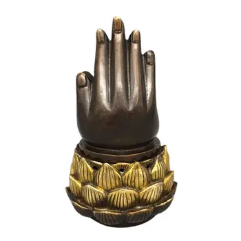 Gyűjtemény Kínai Régi Bronz Aranyozott Buddha Keze Censer,Kiváló Minőségű Otthoni Art Dekoráció Lotus Füstölő ,Magassága 17CM