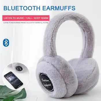 Téli Szabadtéri Plüss Fülvédő Bluetooth-kompatibilis Fejhallgató Fülhallgató Aranyos Meleg Szőrme egyszínű Stereowireless + Vezetékes Headset