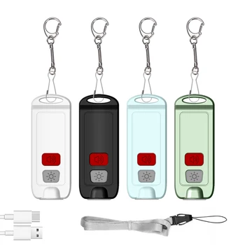130dB Egyéni Védelem Riasztás Kulcstartó Mini USB Újratölthető Sürgősségi Zseblámpa Személyes Riasztó Kulcstartó Led Fény A Nők