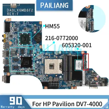PAILIANG Laptop alaplap HP Pavilion DV7-4000 HD5650 1GB-os Alaplapja DA0LX6MB6F2 605320-001 HM55 216-0772000 DDR3 TESZTELT