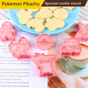 6db Pokemon Pikachu Cookie Cutter Meghatározott Torta Penész Sütés Tartozékok Karácsonyi Ajándék a Gyermekek Party Dekoráció