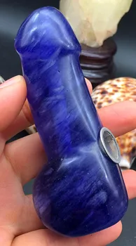 Kék olvasztott kvarc kristály masszázs pénisz füst cső, jó a női egészség
