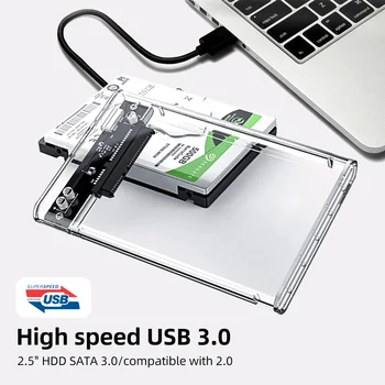 USB3.0/C Típusú HDD Burkolat 2.5 inch Soros Port SATA-SSD Merevlemez Ügy Támogatása 6TB átlátszó Mobil Külső HDD Esetében PC