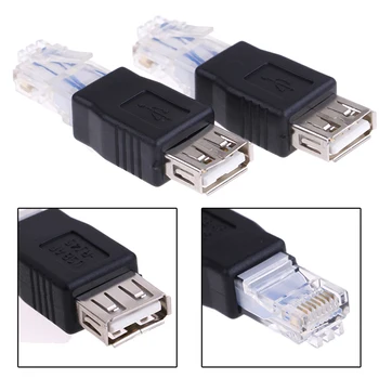 1db Ethernet RJ45 Male-USB Női Csatlakozó Átalakító Adapter