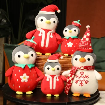 25/35cm Rajzfilm Karácsonyi Stílusban Pingvin Plüss Babák Szép Új Évet Kabala Párna Puha Plüss Cosplay Pingvin Játékok, Karácsonyi Ajándékok,