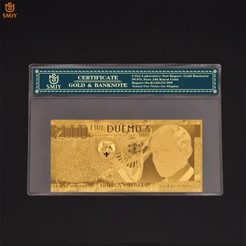 Olaszország 2000 Líra Pénzt Arany 999 Utánzat Valuta Papír Bankjegyek A Nagy Gyűjtemény, Emlék, Ajándék