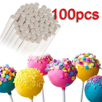 100 Lollipop Torta Papír Stick Papi Fehér Szilárd Papír Stick Sütés DIY Penész