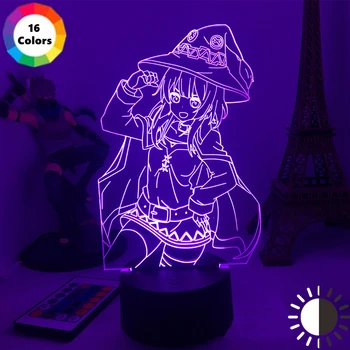 Anime KonoSuba Ábra Lámpa Saga Tanya Szoba Beállítás Menő Ajándék Manga Díszes RGB 3D-s USB-Éjszakai Fény A Gonosz Megumin Dekoráció KonoSuba