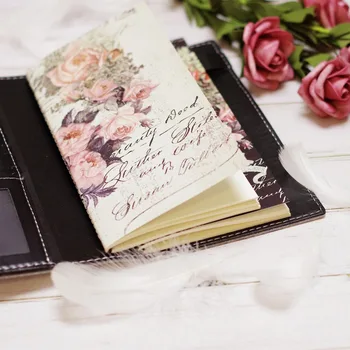 Yiwi Retro Utazási Bind Tervező Fekete Fehér Rózsa virág Kreatív Utazási Notebook 22x13cm