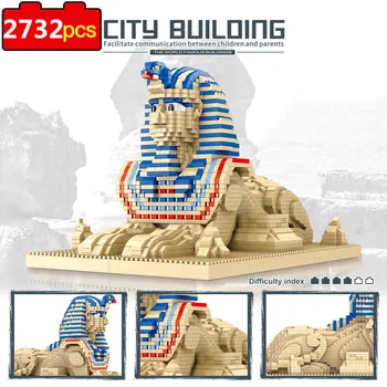 2732pcs Egyiptomi Szfinx Gyémánt Modell építőkövei City Street View 3D-s Építészeti Mini Blokk Tégla, Játékok, Ajándékok