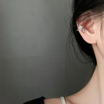 LISM Ezüst Színű koreai Stílus Csillag fülbevaló Fül Klip Női Személyiség Romantikus Ékszereket Nem Fülembe Stud Earri