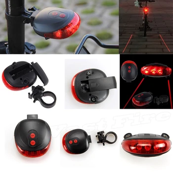 Vízálló Kerékpár Lámpa Piros Lézer Kerékpár Hátsó Lámpa 7 Cool Flash Mód 5LED+2 Lézer Led Biztonságos Figyelmeztető Lámpa Kerékpáros