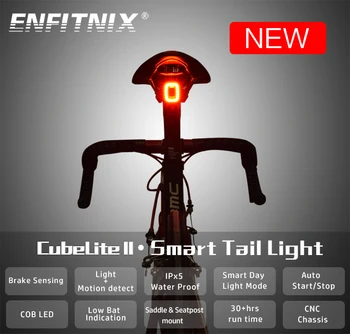 Enfitnix CubeLiteII Kerékpár hátsó lámpa Intelligens érzékelő féklámpa usb Országúti kerékpár MTB CubeLite Hátsó hátsó lámpa