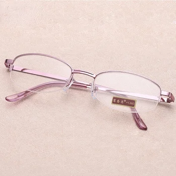 Presbyopic Szemüveg +1.0 +4.0 2022 Nők Vékony Keret Fél Keret Fém Ötvözet Anti-fáradtság Olvasó Szemüveg Magas Minőségű Lila