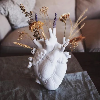 Gyanta Szív Alakú Váza Anatómiai Művészeti Stílus Vázlat Szobor Emberi Szív Virágcserép Body Art-Szobor, Asztali Dekoráció Ajándék