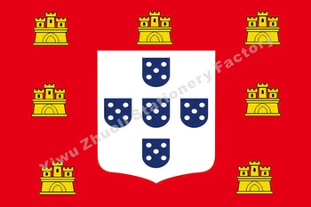 Portugál Királyi Zászló 150X90cm (3x5FT) 120g 100D Poliészter Dupla Varrott Magas Minőségű Banner Ingyenes Szállítás
