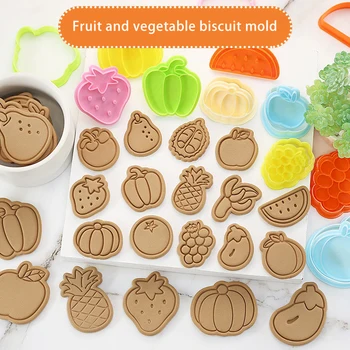 Gyümölcs, Zöldség Rajzfilm Keksz Penész Mini, Eper, Szőlő, Ananász 3D Nyomja meg a Cookie Penész Fondant Torta Díszítő Kellékek