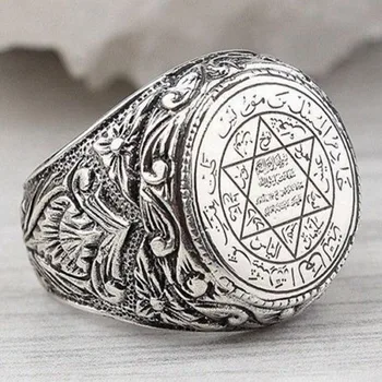 Ókori Görög Pentagram Csillagászati Gyűrű Férfiak Jó Szerencse Talizmán Vallásos Személyiség Motoros Gyűrűk Férfi Divat, Ékszer, Ajándék