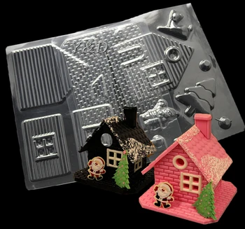 Karácsonyi Édesség Ház Penész, Santa Claus, Szarvas Fa Csokoládé Molds4 Db/Készlet 3D Átlátszó Műanyag Karácsonyra Ajándék, Dekoráció