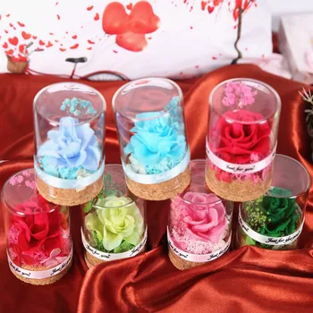 Rose Mesterséges Virágok Örök Rose Igazi Virág Üveg Ajándék Valentin-Napi Ajándék Barátnője Romantikus Esküvői Dekoráció