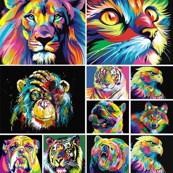 5D gyémánt festmény állat készlet, színes, oroszlán, tigris, macska, négyzet alakú gyémánt hímzés, mozaik kép, keresztszemes, DIY dekoráció