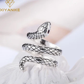 XIYANIKE Ezüst Bevonatú Élénk Kígyó Alakú Gyűrűt Tömeg Kézzel készített Divat Egyszerű Kézi Tartozékok Dupla Jelenlegi Nagykereskedelmi