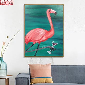 DIY Mozaik Flamingo Üveg Bor Gyémánt Festmény Rajzfilm állat Cross Stitch Teljes Négyzet, kör Hímzéssel, Strasszos festmény művészet