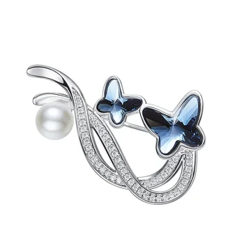 Egyszerű, elegáns női kristály pillangó bross Swarovski elements divatos kellékek