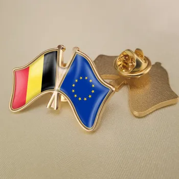 Európai Unió Belgium Keresztbe Dupla Barátság Zászlók Bross Jelvények Hajtóka Csapok