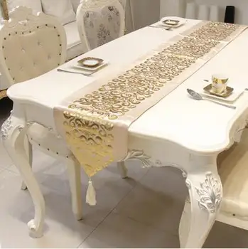 Európai Luxus Bársony, Aranyozott Asztali Futó Terítő Hímzett Gloden Asztali Futó Táblázat Zászló Vacsora Szőnyeg, Lakástextil