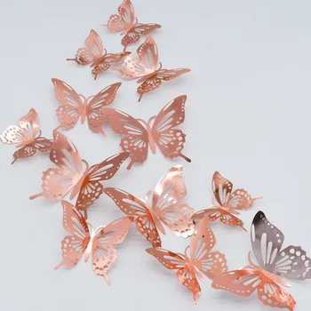 12db 3D-s Hollow Pillangós Fali Matrica DIY Otthon Dekoráció, Fali Matrica, Esküvői Rendezvény, Buli, Dekorok Gyerek Szoba, Pillangós Matrica