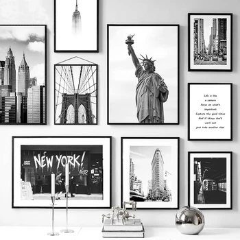 New York Vászon Nyomatok Szabadság-Szobor Poszterek, Nyomatok, Fekete-Fehér Wall Art Képek Nappali Dekorációs Plakát