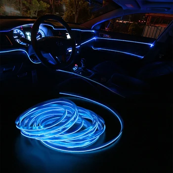 LEEPEE 5m Auto Lámpák Dekorációs Lámpa Rugalmas Neon EL Drót Fény Csík Autó stílus Autó 12V LED Hideg fények